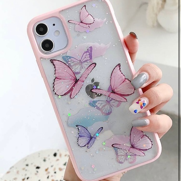 Pink Butterfly Glitter iPhone XR Case
